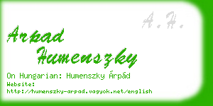 arpad humenszky business card